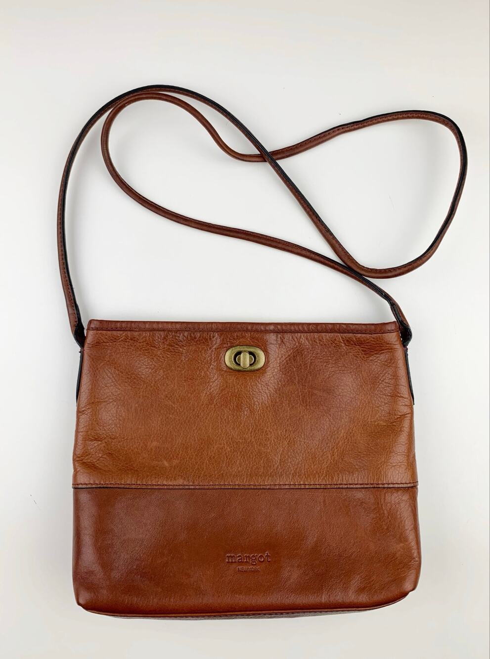 Margot New York Crossbody Bag Brown Leather Purse Boho Minimalist 70s Inspired